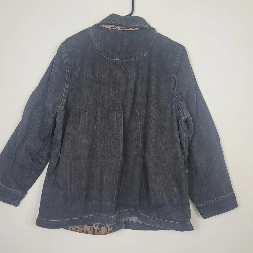 Napa Valley Denim 1X Jacket Leopard Print Animal Tapestry Patchwork Bead Y2K 90s